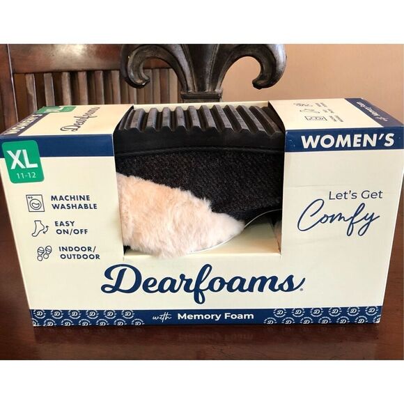 DEARFOAMS - 🎉HP🎉 NWT - Ladies Size XL (11-12) Total Comfort Slippers in Black - Picture 10 of 11